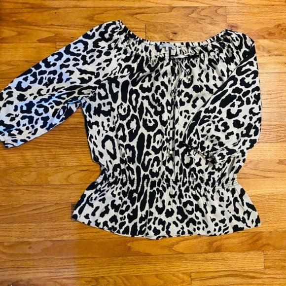 Tops - Must Bundle 2 for $12** leopard blouse neck tie